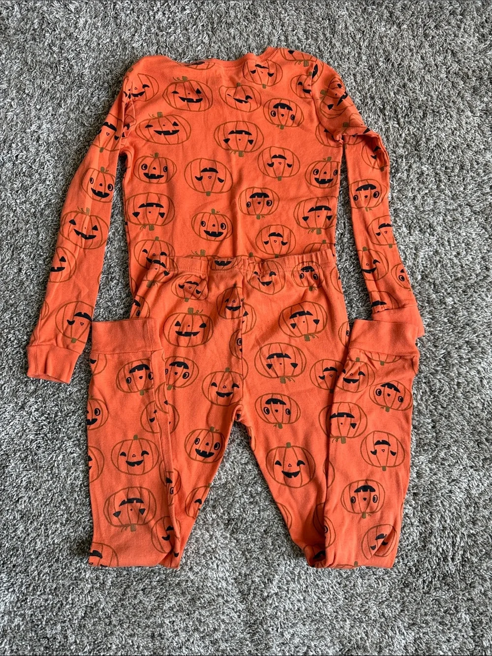 Carter's Orange Pumpkin Print Kids Pajama Set